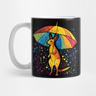 Kangaroo Rainy Day With Umbrella Mug